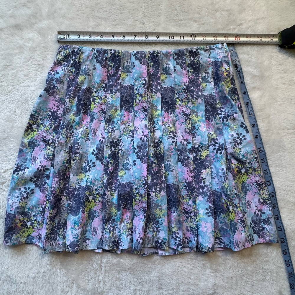 Tee Time Skort Blue Floral Pleated Athletic Printed Golf Tennis Mini Size Medium
